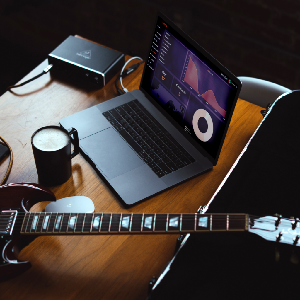 Computer and guitar