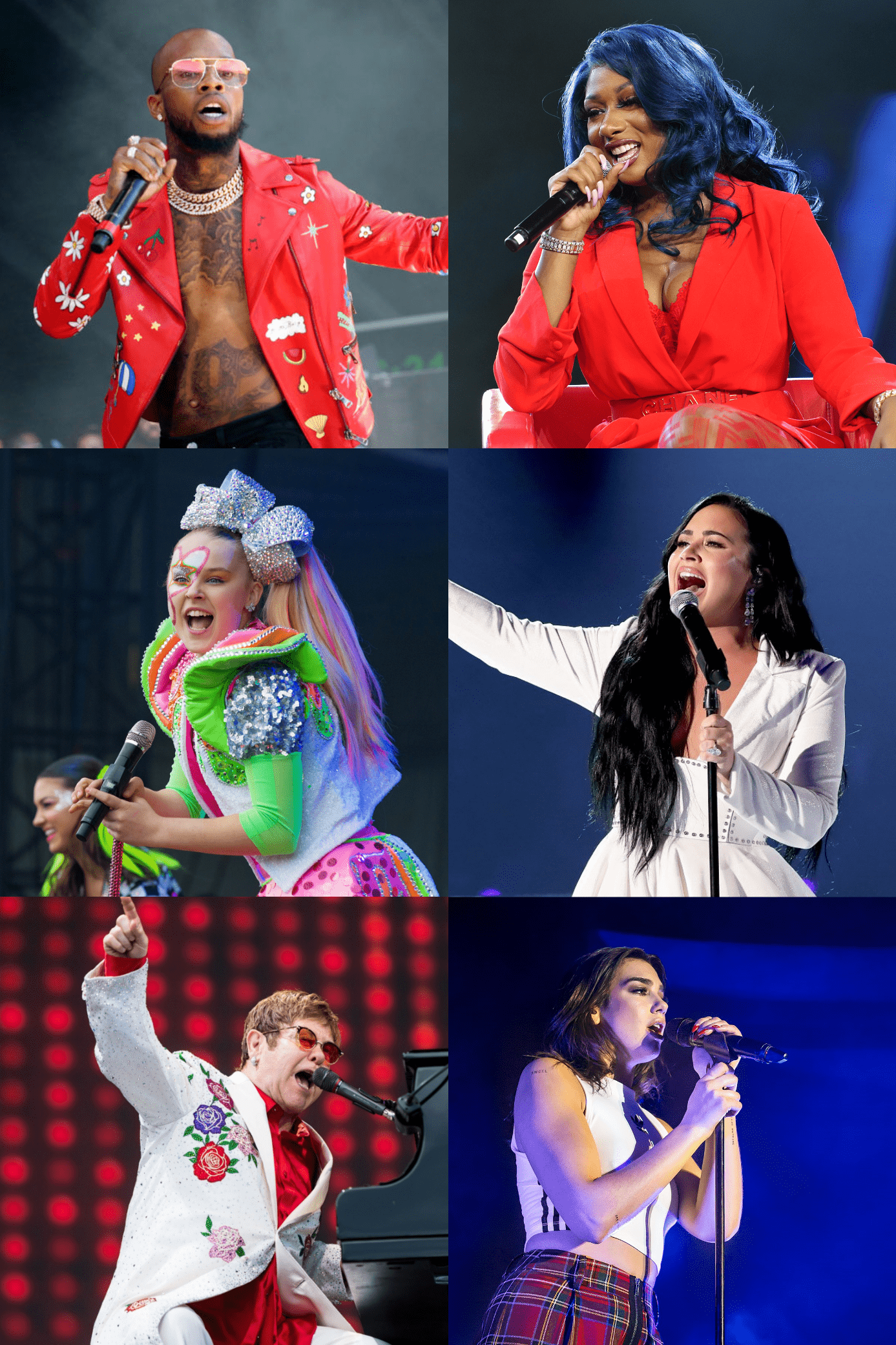 Tory Lanez, Megan Thee Stallion, JoJo Siwa, Demi Lovato, Elton John & Dua Lipa